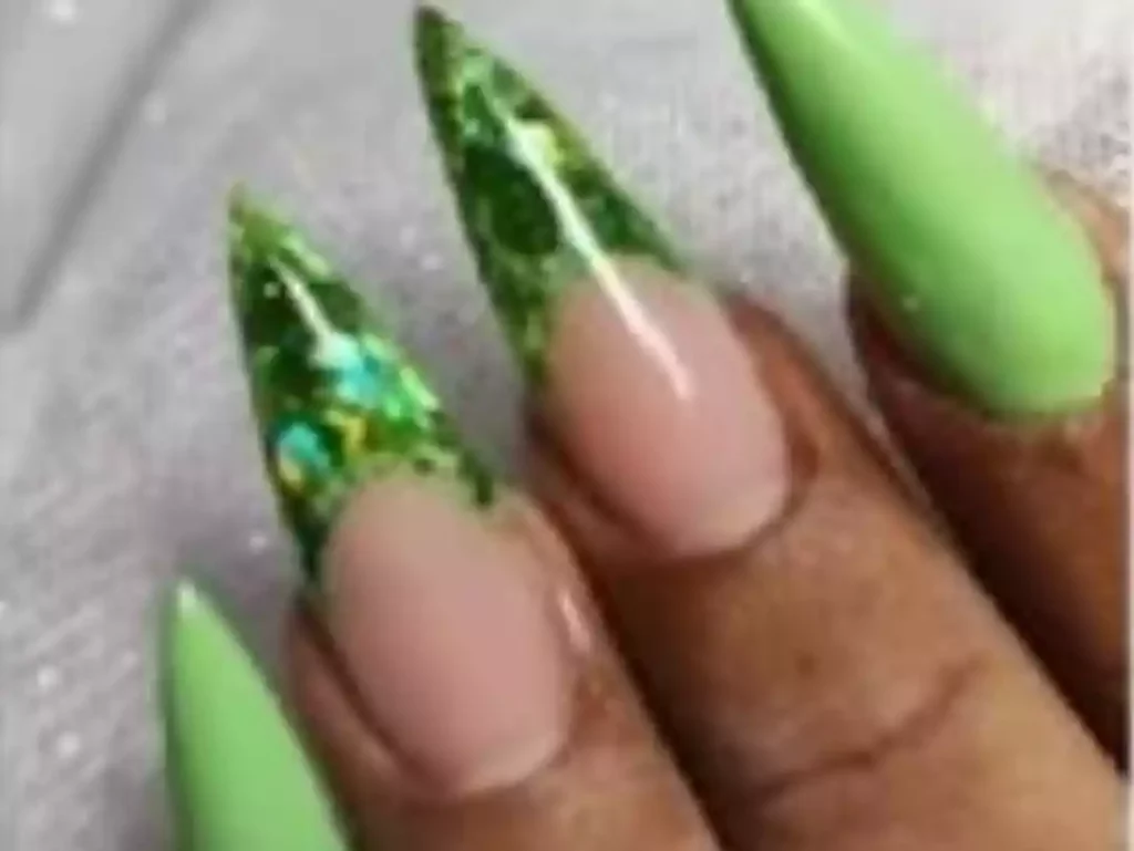 gorgeous green encapsulated nails!